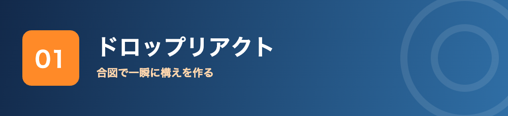 ドロップリアクト 合図で一瞬に構えを作る